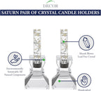 Saturn Pair of 2.75" Handcrafted Crystal Candle Holders-YD377