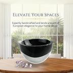 Jet Black Penelope Mouth Blown European Lead Free Crystal 6" Bowl-K2014