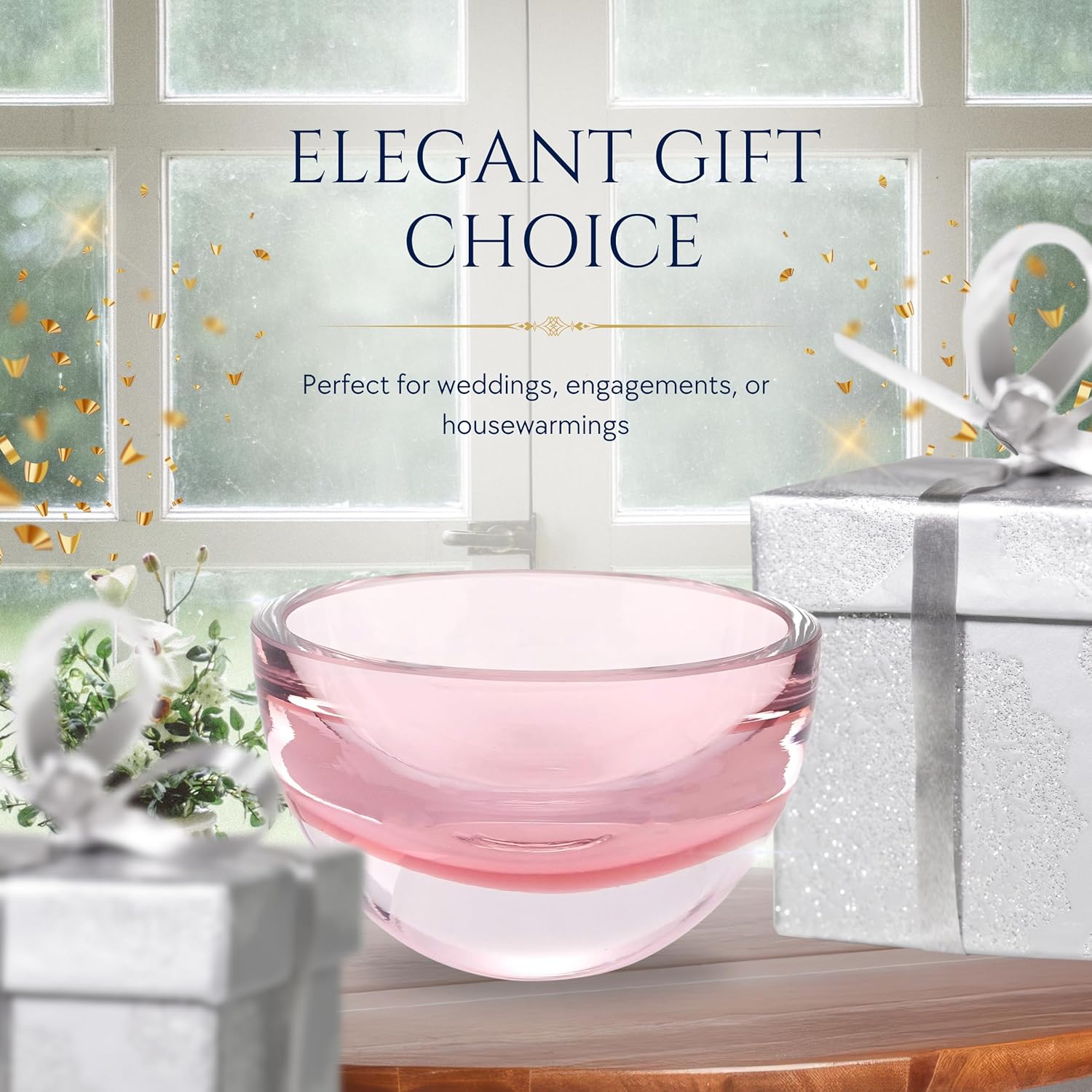 Penelope Pink Mouth Blown European Lead Free Crystal 6" Bowl-K2009