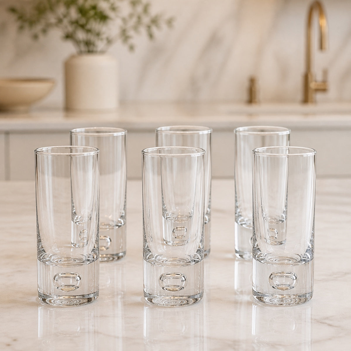 Galaxy  6 Pc Shot or Vodka Glass Set - Mouth Blown Lead Free Crystal 3 oz. - H4-AF511