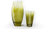 Evergreen European Mouth Blown Hand Decorated 8" Squarish vase-CD107
