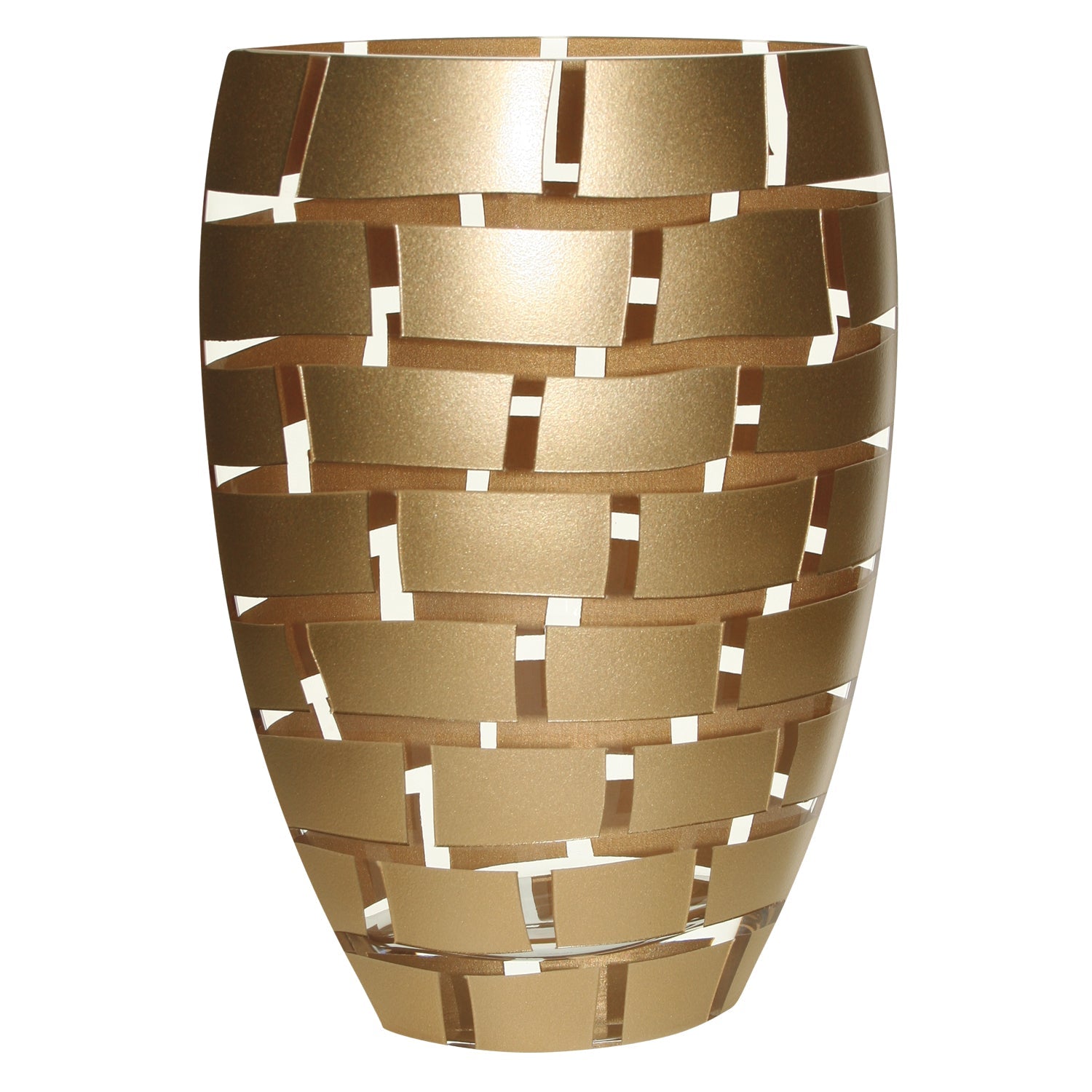 Gold Wall Design Mouth Blown European 12" Crystal Vase-CD750