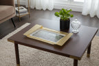 Rimini Gold  Serving Platter or Tray 7 x13"- Hand Decorated Gold Leaf Edge Rectangular Blown Glass -EV50G