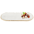 Goldedge Hand Decorated Gold Leaf Edge Oval Blown Glass 18 X 6.5" Platter-F3025