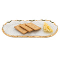 GoldedgeHand Decorated Gold Leaf Chiseled Edge Oval Glass 8 x 14" Platter-F3045