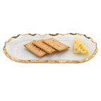 GoldedgeHand Decorated Gold Leaf Chiseled Edge Oval Glass 8 x 14" Platter-F3045