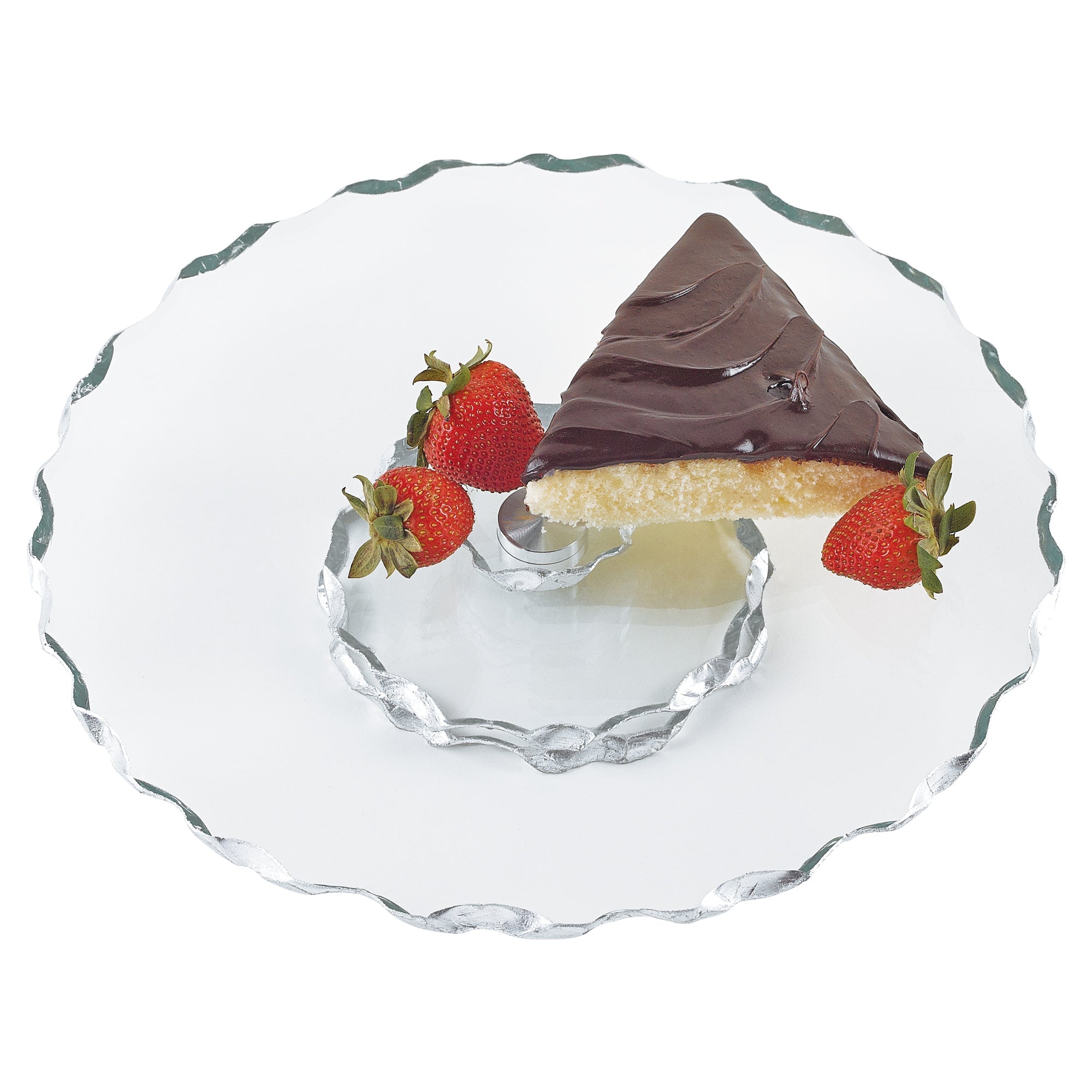 Silveredge Handcrafted and Hand Painted Chiseled 13" Turning Cake Platter or Lazy Susan-F3054S