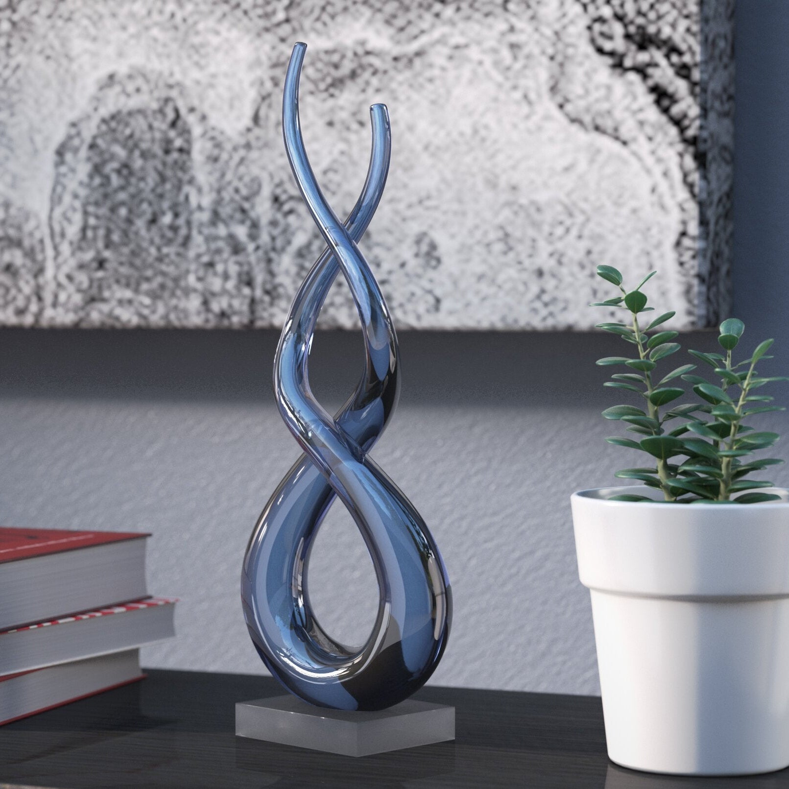 Touch Of The Blues Murano Style Art Glass Centerpiece H10-GW521