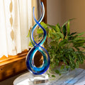 Touch Of The Blues Murano Style Art Glass Centerpiece H10-GW521
