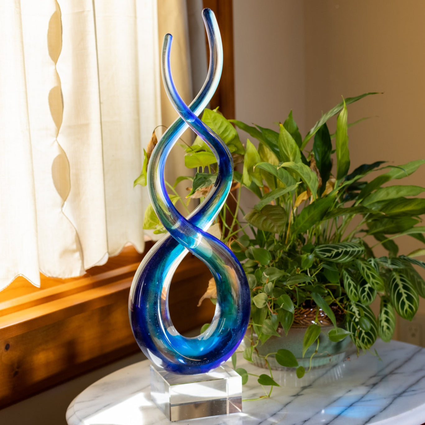 Touch Of The Blues Murano Style Art Glass Centerpiece H10-GW521