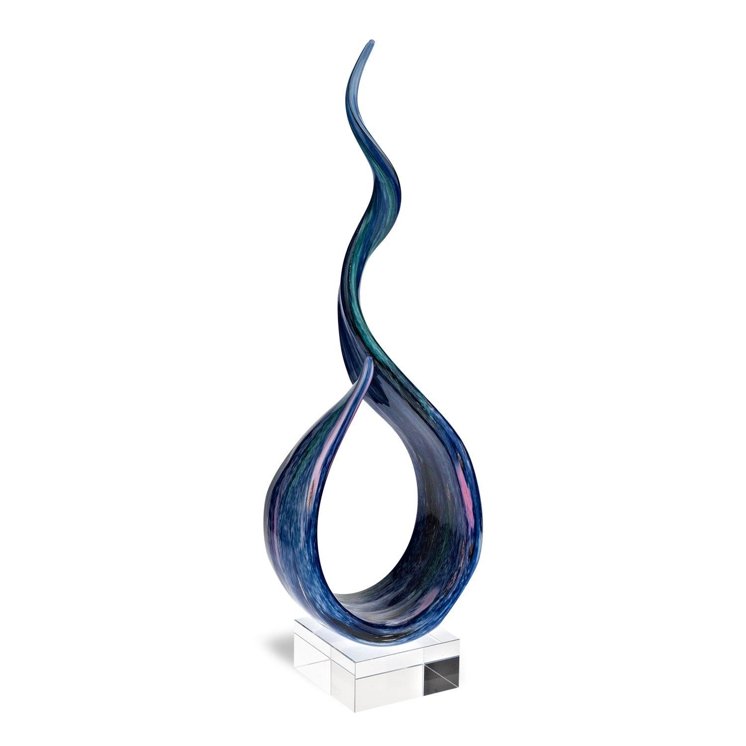 Murano Style Art Glass Monet Centerpiece on Black Crystal Base H18-GW527