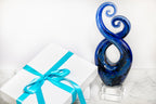 Monet Murano Style Art Glass Swirl Centerpiece on Crystal Base 10-GW529