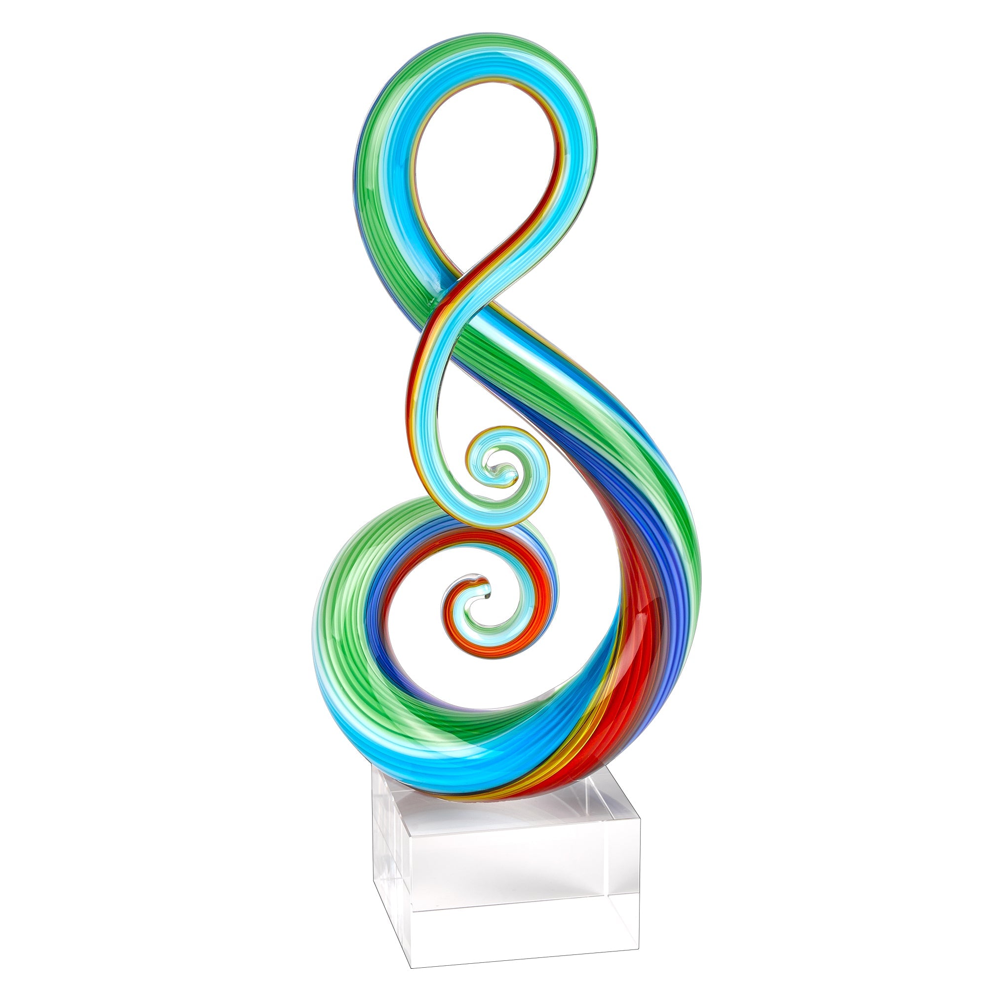 Rainbow Murano Style Art Glass Note Centerpiece on Crystal Base 11-GW605