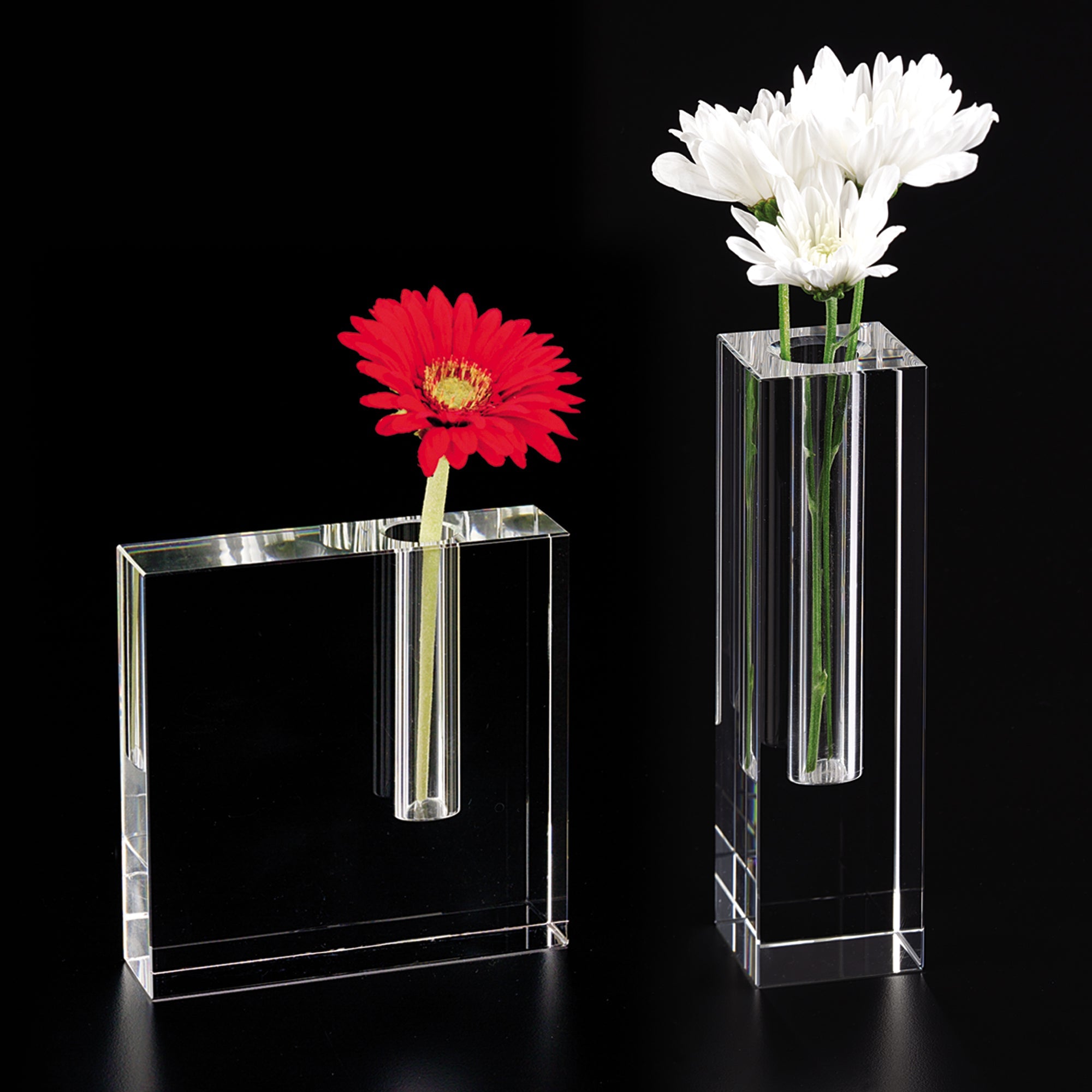 The Block Handcrafted Architectural Optical Crystal Bud Vase 5 x 5-H215