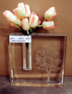 The Block Handcrafted Architectural Optical Crystal Bud Vase 5 x 5-H215