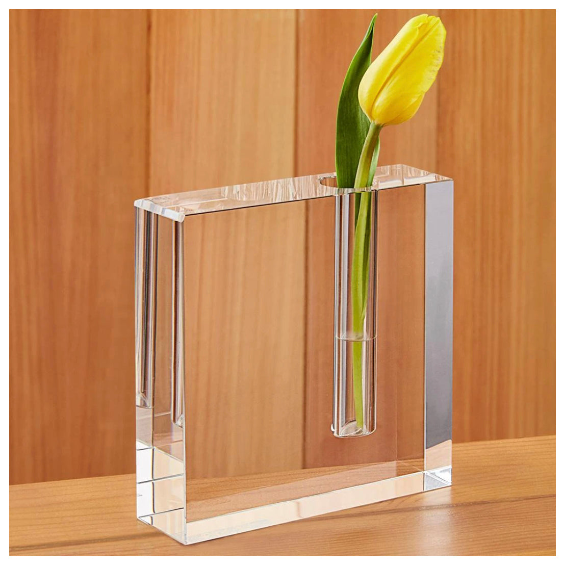 The Block Handcrafted Architectural Optical Crystal Bud Vase 5 x 5-H215