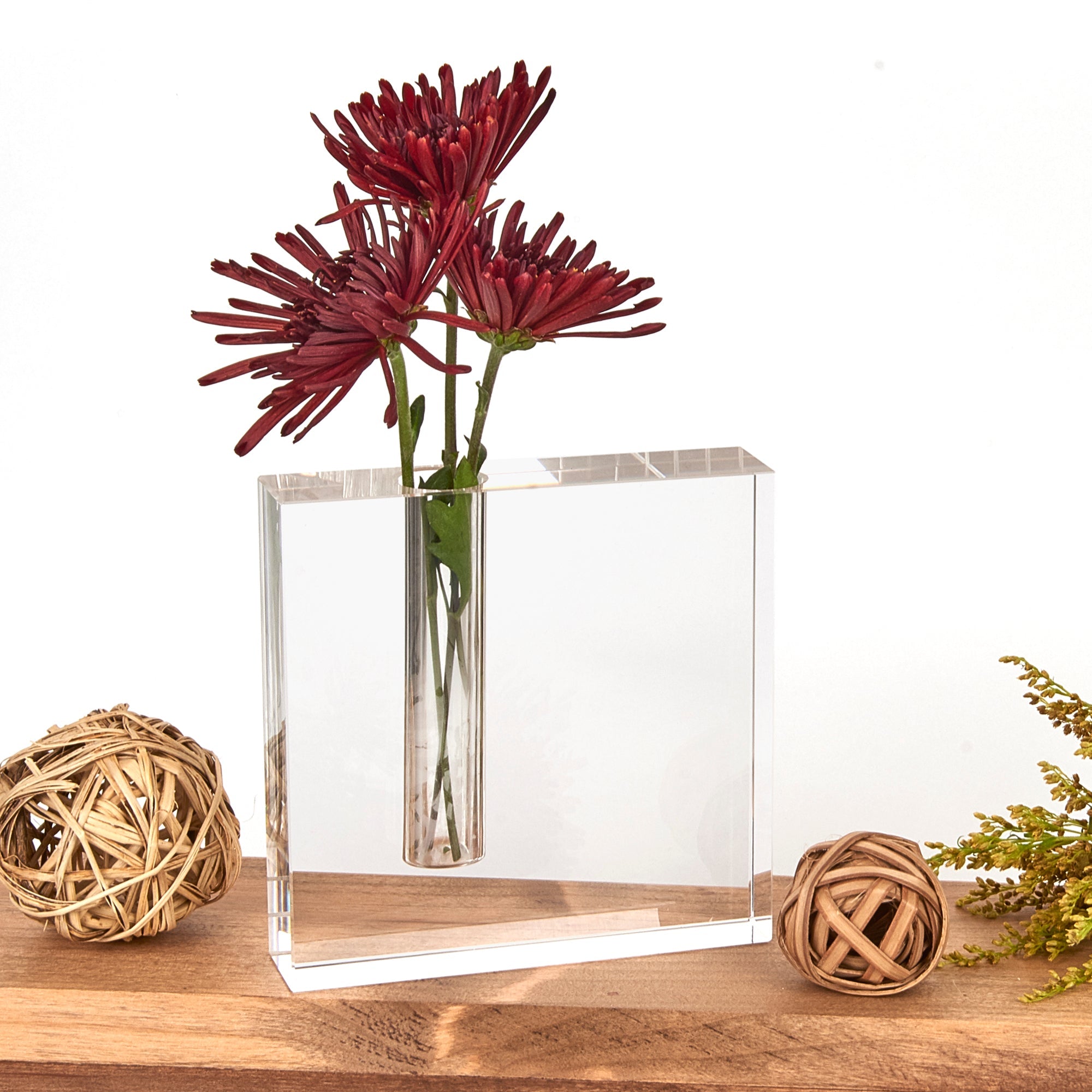 The Block Bud Vase - A Large Handcrafted Architectural Optical Crystal Bud Vase 6 x 6-H216
