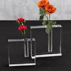 The Block Handcrafted Architectural Optical Crystal Bud Vase 5 x 5-H215