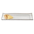 Silver Edge Rectangular Hand Painted Blown Glass 18 x 6.5" Serving Platter or Tray