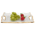 Goldedge Hand Decorated Gold Leaf Scalloped Edge 7 x 11" Vanity or Snack Tray With Cut Out Handles