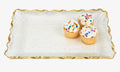 Goldedge Hand Decorated Gold Leaf Edge Rectangular Blown Glass 14 x 10" Serving Platter or Tray