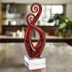Pietro Murano Style Art Glass Black and Red 13" Centerpiece