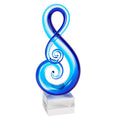 Blue Murano Style Art Glass Note Centerpiece on Crystal Base 12