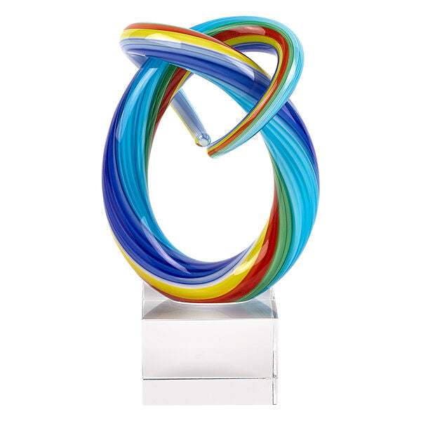 Murano Style Mini Rainbow Art Glass Centerpiece 6" Tall