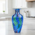 Murano Style Art Glass Cool Firestorm Vase 10"H-GW655
