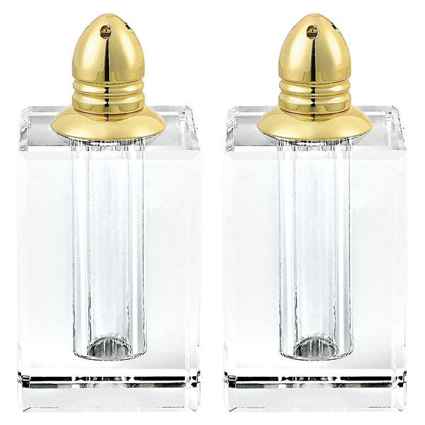 Spirit Gold Hand Made Lead Free Crystal Pair of Salt and Pepper ShakersH3.5
