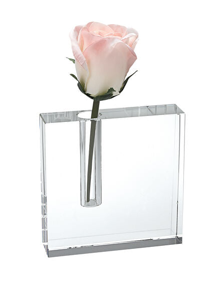 The Block Handcrafted Architectural Optical Crystal Bud Vase 5 x 5