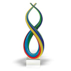 Spectrum Murano Style Blown Art Glass Rainbow Centerpiece on Base H14 in.