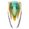 Rimini Murano Style Art Glass Amber and Green 8" Vase
