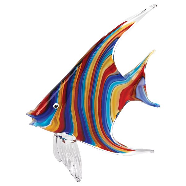 Murano Style Art Glass 10" Rainbow Tropical Fish