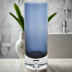 Galaxy European Mouth Blown Lead Free Crystal Midnight Blue Cylinder Vase 10.5" X 3