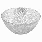 Secret Treasure Handcrafted Silver Accent Glass Salad or Serving Bowl D8.75