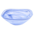 Pair of Blue Alabaster Glass 6" Squarish Salad or Candy Bowls