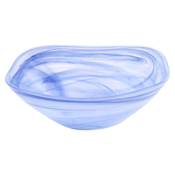 Pair of Blue Alabaster Glass 6" Squarish Salad or Candy Bowls