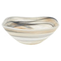 Pair of Taupe Alabaster Glass 6" Squarish Salad or Candy Bowls
