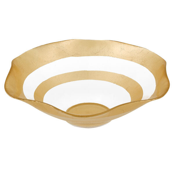 The Wave - Authentic Gold Leaf Decorated Glass 8" All Purpose Bowl