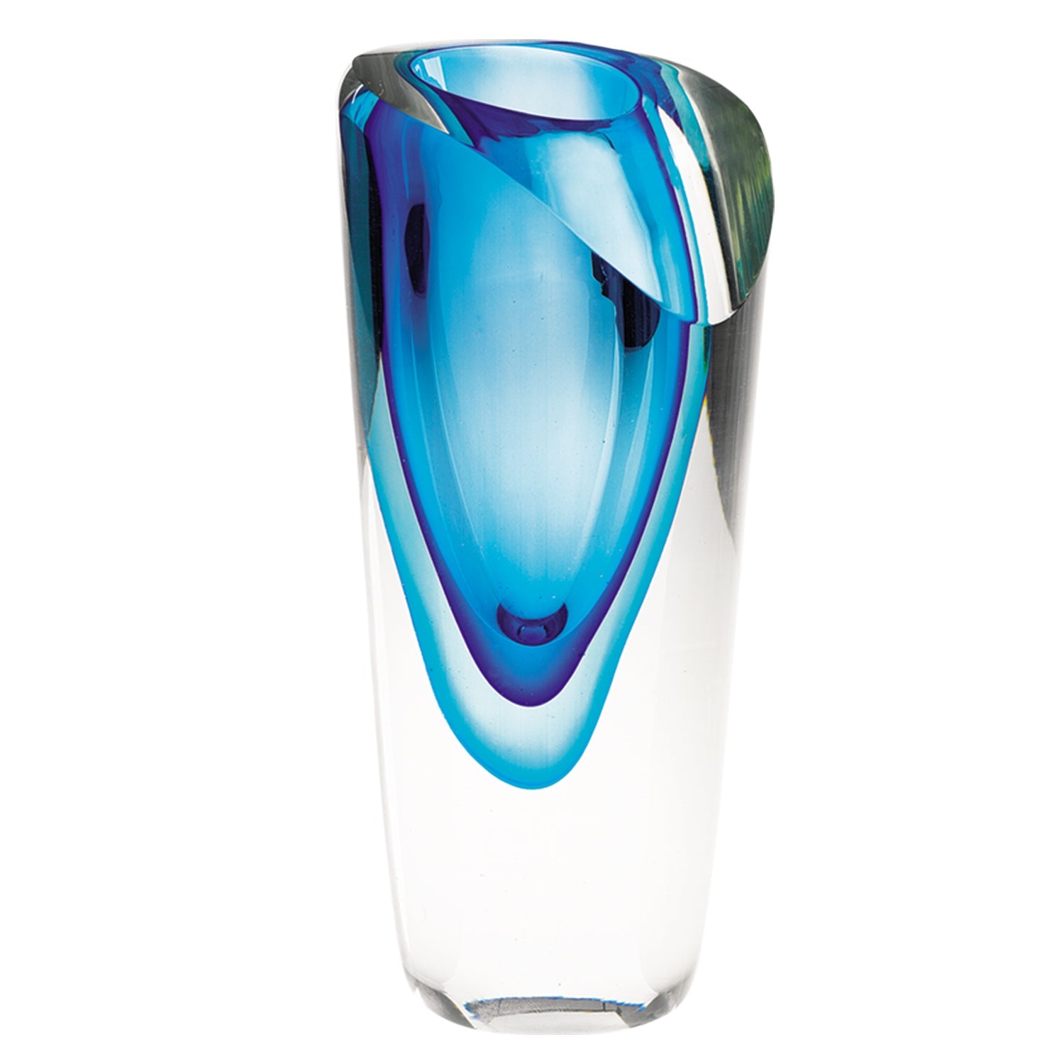 Azure Mouth Blown Murano Style 9.5" Vase  - J454