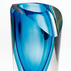 Azure Mouth Blown Murano Style 9.5" Vase  - J454