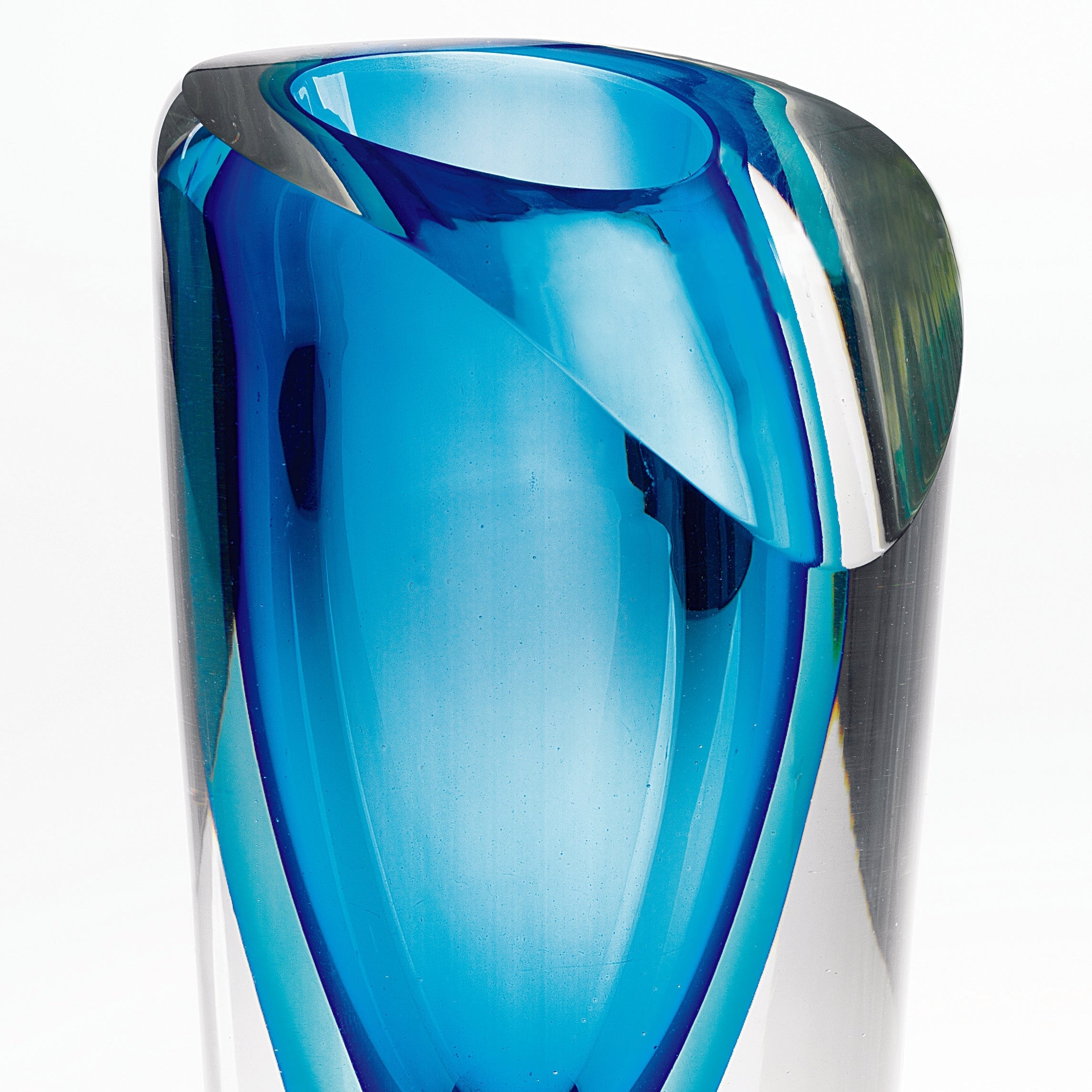 Azure Mouth Blown Murano Style 9.5" Vase  - J454