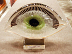 Visionary Good Luck Murano Style Art Glass Eye Centerpiece H7.5" x L10-J476
