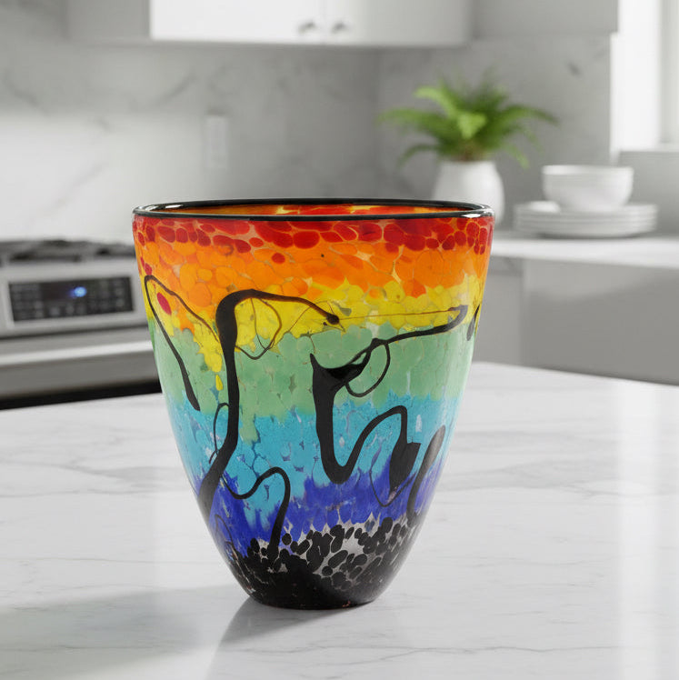 Allura Murano Style Art Glass 8" Oval Vase - J591