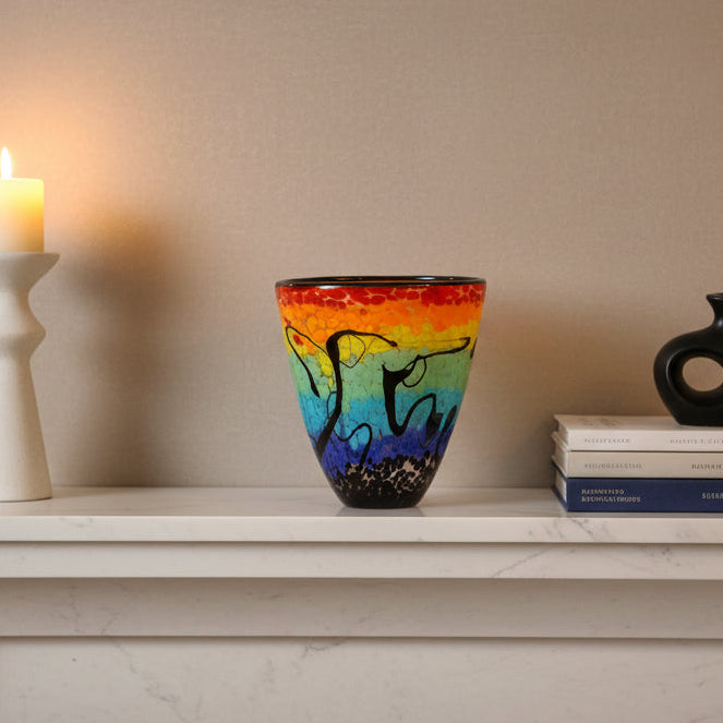 Allura Murano Style Art Glass 8" Oval Vase - J591