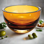 Penelope Amber Mouth Blown European Lead Free Crystal 6" Bowl-K2003