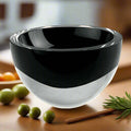 Jet Black Penelope Mouth Blown European Lead Free Crystal 6" Bowl-K2014