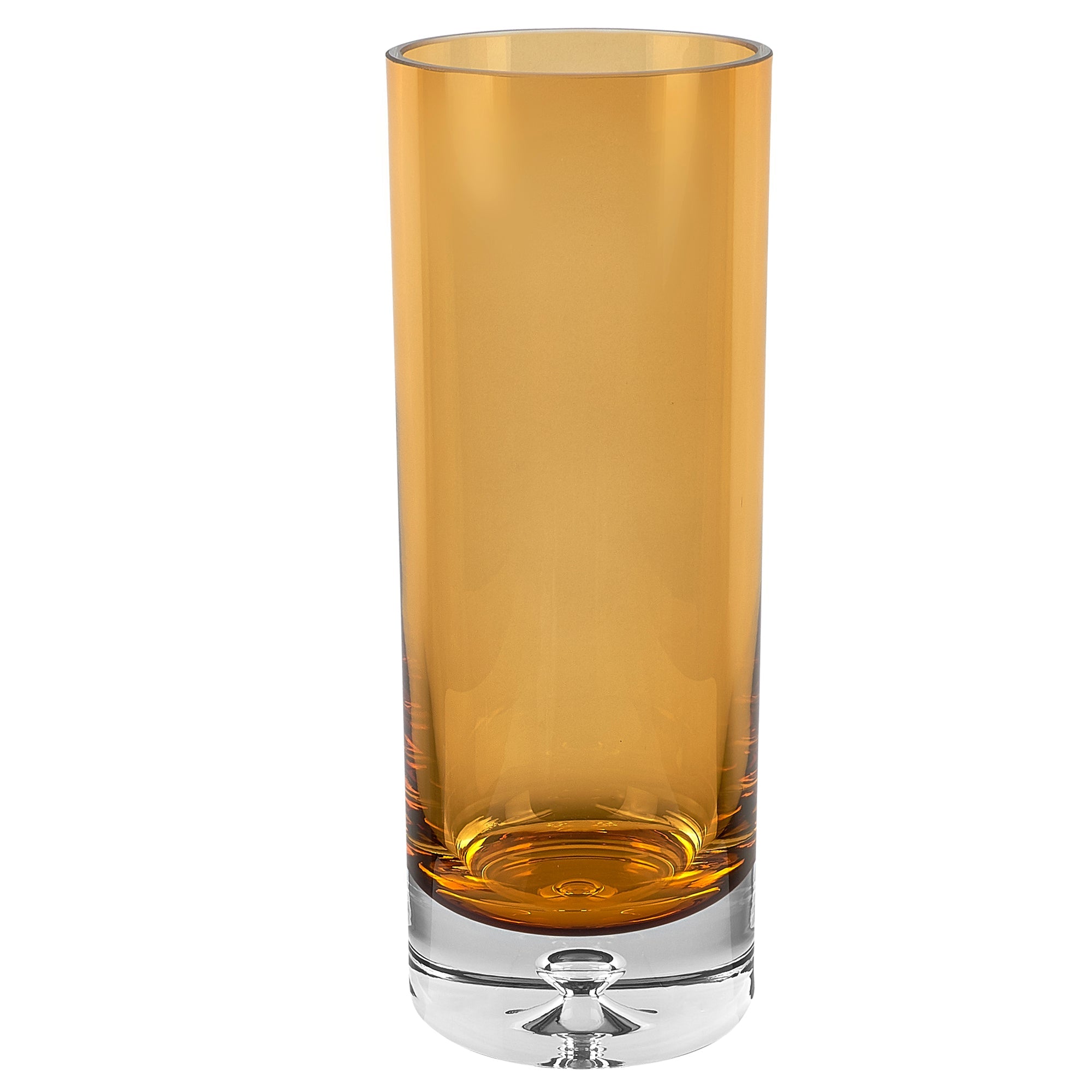 Galaxy Cylinder Vase - European Mouth Blown Lead Free Crystal in Amber  10.5" X 3-K2213
