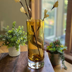 Galaxy Cylinder Vase - European Mouth Blown Lead Free Crystal in Amber  10.5" X 3-K2213